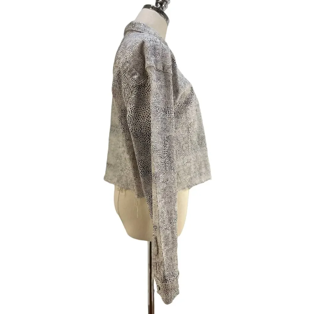 GRLFRND Christy Jacket Stretch Denim Crop Top Animal Attraction White Black - Picture 7 of 11